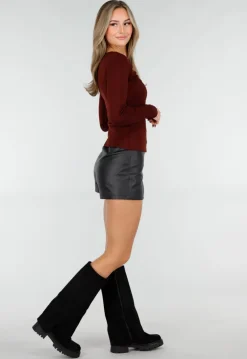 Bordeaux Top met Cut Out Detail