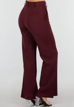 Bordeaux Wide Leg Broek met High Waist