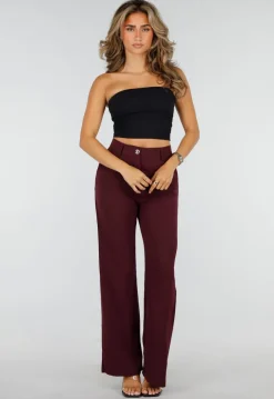 Bordeaux Wide Leg Broek met High Waist