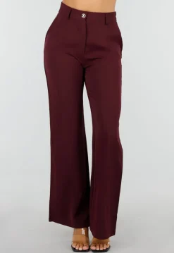Bordeaux Wide Leg Broek met High Waist