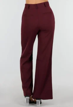 Bordeaux Wide Leg Broek met High Waist