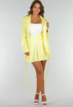 Botergele Blazer Rok Set met Korsetveters en Geplooide Rok met Stretch