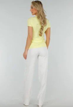 Botergele Stretch Top met Split en Korte Mouwen