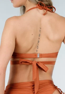 Bronzen Halter Bikinitop met Overslag