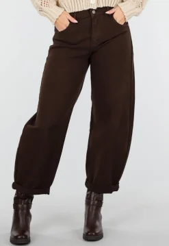 Bruine Balloon Jeans met Hoge Taille