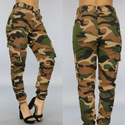Bruine Cargo Broek met Camouflage Print