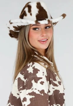 Bruine Cowboyhoed met Koeienprint