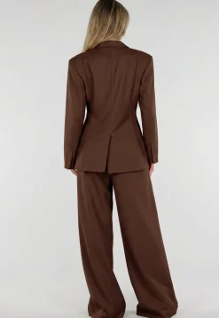 Bruine Double Breasted Blazer met Reverskraag