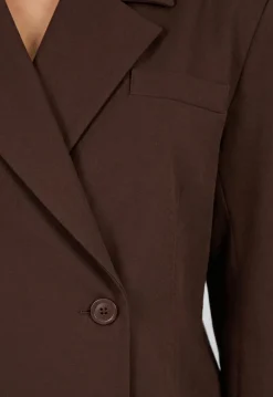 Bruine Double Breasted Blazer met Reverskraag