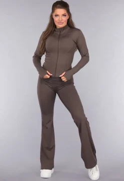 Bruine Fitness Set met High Waist Legging