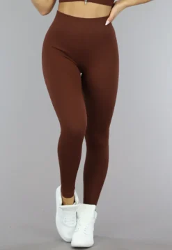 Bruine Grove Rib Sport Legging met Scrunch