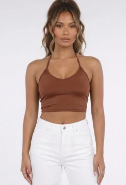Bruine Halter Franjetop met Padded Ondertop