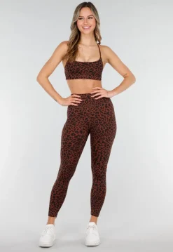 Bruine High Waist Sportlegging met Panterprint