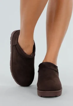 Bruine Instappers met Suede Look en Stevige Zool