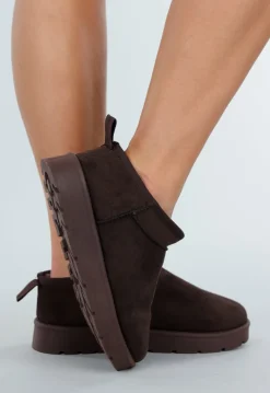 Bruine Instappers met Suede Look en Stevige Zool