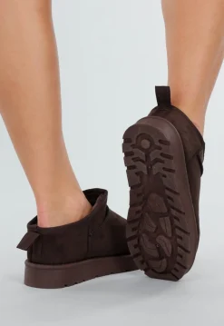 Bruine Instappers met Suede Look en Stevige Zool
