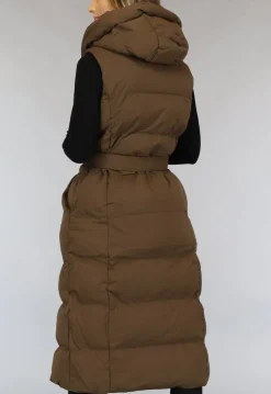 Bruine Lange Bodywarmer met Tailleband