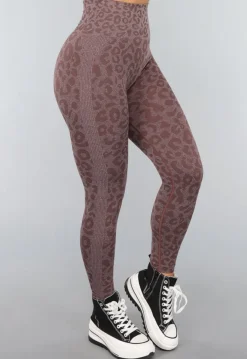 Bruine Leopard Sportlegging met Scrunch
