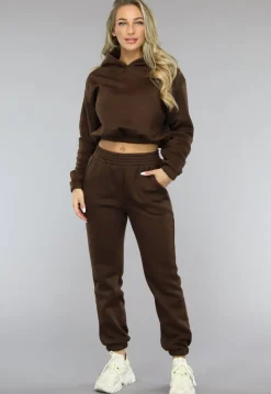 Bruine Lounge Set met Cropped Trui