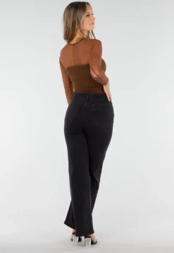 Bruine Mesh Top met Lange Mouwen en Ingebouwde Pads