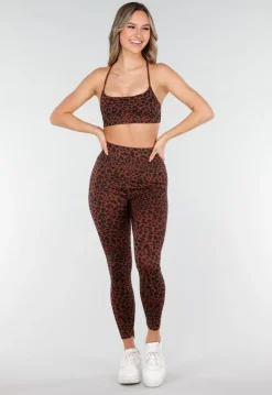 Bruine Sporttop met Leopardprint en Pads