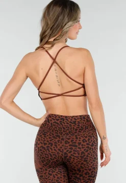 Bruine Sporttop met Leopardprint en Pads