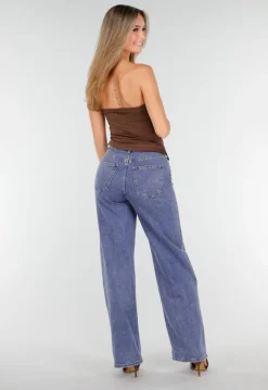 Bruine Strapless Suede Top met Stretch en Plooien