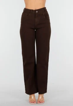 Bruine Stretch Jeans met Rechte Pijpen