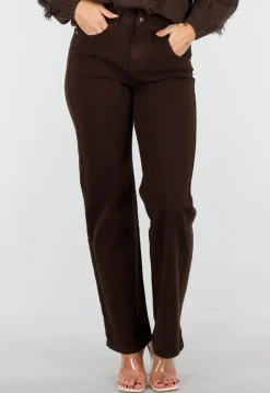 Bruine Stretch Jeans met Rechte Pijpen