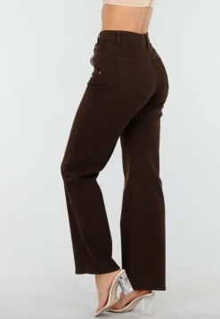 Bruine Stretch Jeans met Rechte Pijpen