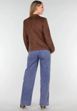 Bruine Stretch Suede Double Breasted Blazer