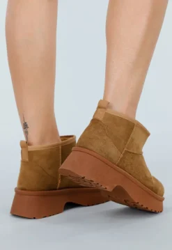 Bruine Suede Snowboots met Voering
