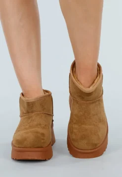 Bruine Suede Snowboots met Voering