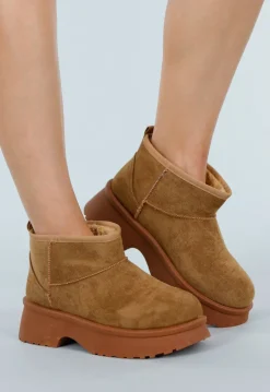 Bruine Suede Snowboots met Voering