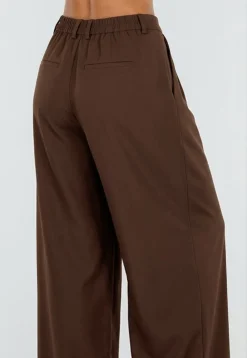 Bruine Tall Wide Leg Broek met Plooien