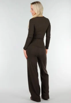 Bruine Two Piece Set met Lange Mouw