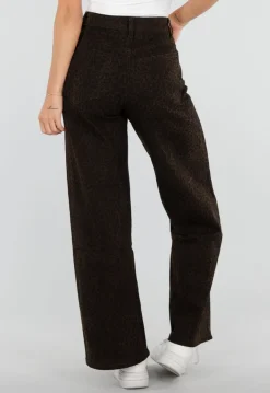 Bruine Wide Leg Jeans met Luipaardprint en Stretch