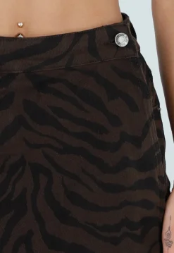 Bruine Zebra Skort met Lichte Stretch