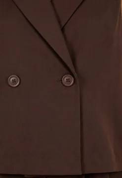 Bruin Mouwloos Gilet met Double Breasted Knoopsluiting