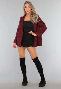 Burgundy Blazer met Zwarte Knopen
