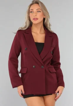Burgundy Blazer met Zwarte Knopen