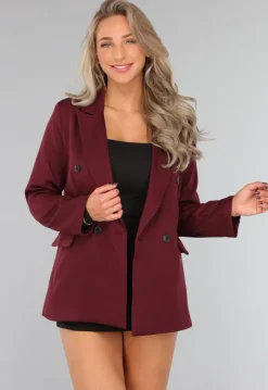 Burgundy Blazer met Zwarte Knopen