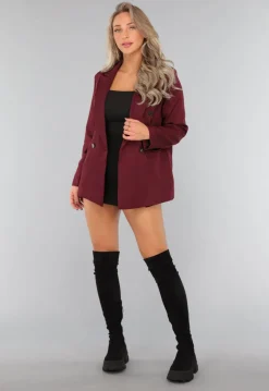 Burgundy Blazer met Zwarte Knopen