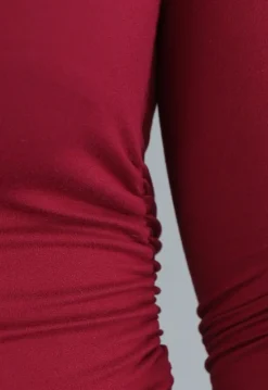 Burgundy Longsleeve Top met Vierkante Hals
