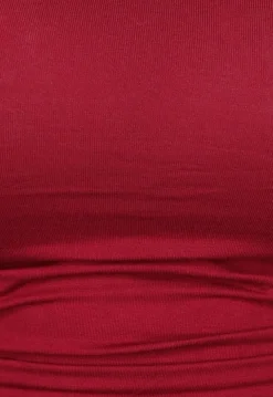 Burgundy Rode Geplooide Longsleeve Top