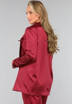 Burgundy Satijnen Blazer