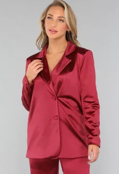 Burgundy Satijnen Blazer