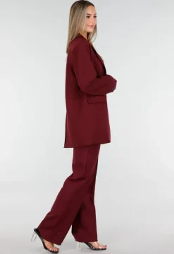 Burgundy Stretch Blazer met Schoudervullingen