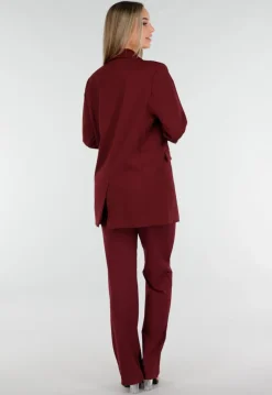 Burgundy Stretch Blazer met Schoudervullingen