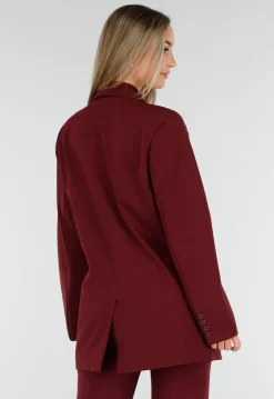 Burgundy Stretch Blazer met Schoudervullingen